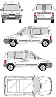 Citroën Berlingo, Hochdachkombi, Rear Wing Doors, 1 Sliding Door (1996)