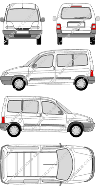 Citroën Berlingo, Hochdachkombi, Rear Flap, 1 Sliding Door (1996)