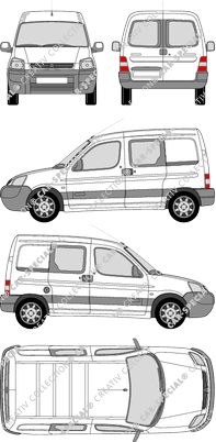Citroën Berlingo, Kastenwagen, Heck verglast, Doppelkabine, Rear Wing Doors, 2 Sliding Doors (2002)
