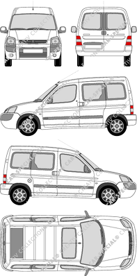 Citroën Berlingo mit Leiterklappe, Hochdachkombi, Rear Wing Doors, 2 Sliding Doors (2002)