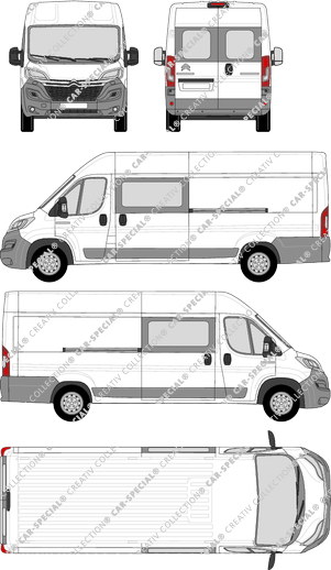 Citroën Jumper, Kastenwagen, L4H2, Heck verglast, Doppelkabine, Rear Wing Doors, 2 Sliding Doors (2014)