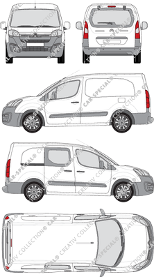Citroën Berlingo, Kastenwagen, L2, Heck verglast, rechts teilverglast, Rear Flap, 1 Sliding Door (2015)