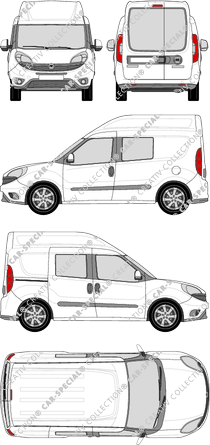 Fiat Doblò Cargo, Cargo, 2 Seitenfenster, Kastenwagen, L1H2, Heck verglast, Doppelkabine, Rear Wing Doors, 1 Sliding Door (2015)