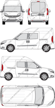 Fiat Doblò Cargo Maxi XL, Cargo Maxi XL, 2 Seitenfenster, Kastenwagen, L2H2, Heck verglast, Doppelkabine, Rear Wing Doors, 2 Sliding Doors (2015)