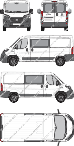 Fiat Ducato, furgone, L2H1, vitre arrière, Doppelkabine, Rear Wing Doors, 2 Sliding Doors (2021)