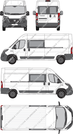 Fiat Ducato, furgone, L4H2, vitre arrière, Doppelkabine, Rear Wing Doors, 2 Sliding Doors (2021)