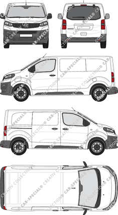 Fiat E-Scudo, furgone, L2 Mittel, vitre arrière, Rear Flap, 2 Sliding Doors (2022)