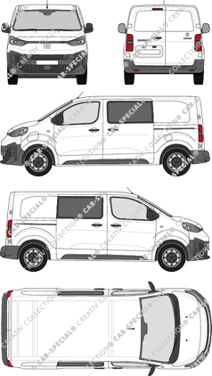 Fiat E-Scudo, furgone, L2 Mittel, Doppelkabine, Rear Wing Doors, 2 Sliding Doors (2024)