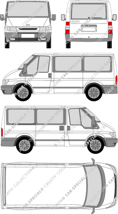 Ford Transit, K, Kleinbus, flaches Dach, Radstand kurz, Rear Flap, 1 Sliding Door (2000)