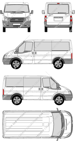 Ford Transit, Kleinbus, Radstand kurz, Rear Flap, 2 Sliding Doors (2006)