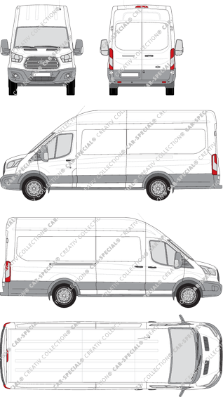 Ford Transit, Kastenwagen, L4H3, Rear Wing Doors, 1 Sliding Door (2014)