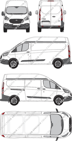 Ford Transit Custom, furgone, L2H2, Rear Wing Doors, 1 Sliding Door (2018)