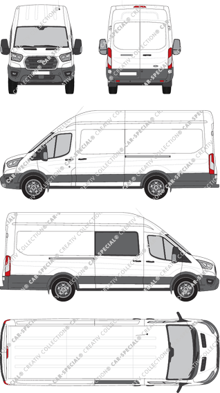 Ford Transit, Kastenwagen, L4H3, rechts teilverglast, Rear Wing Doors, 2 Sliding Doors (2019)