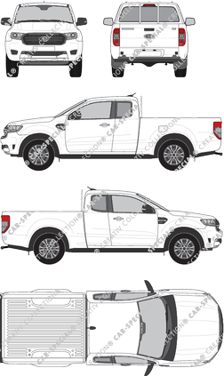 Ford Ranger XL, XL, Pick-up, Einzelkabine, verlängert, 2 Doors (2019)