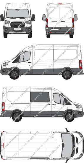 Ford Transit Trail, Kastenwagen, L3H2, Doppelkabine, Rear Wing Doors, 1 Sliding Door (2020)
