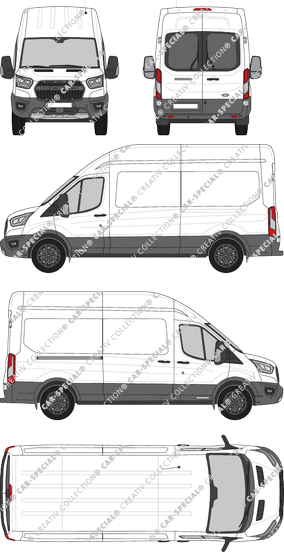 Ford Transit Trail, Kastenwagen, L3H3, Heck verglast, Rear Wing Doors, 1 Sliding Door (2020)