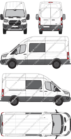 Ford Transit Trail, furgone, L3H3, Doppelkabine, Rear Wing Doors, 1 Sliding Door (2020)