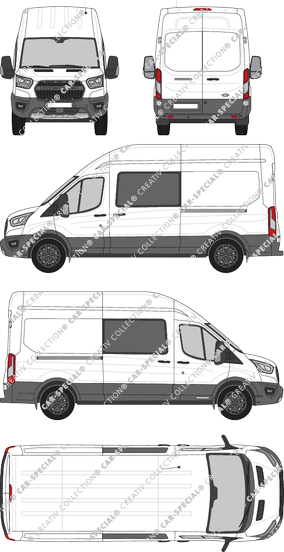 Ford Transit Trail, Kastenwagen, L3H3, Doppelkabine, Rear Wing Doors, 2 Sliding Doors (2020)