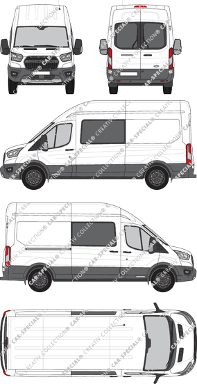 Ford Transit Trail, furgone, L3H3, vitre arrière, Doppelkabine, Rear Wing Doors, 1 Sliding Door (2020)