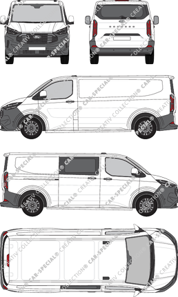 Ford Transit Custom, furgone, L2H1, teilverglast rechts, Rear Flap, 1 Sliding Door (2023)