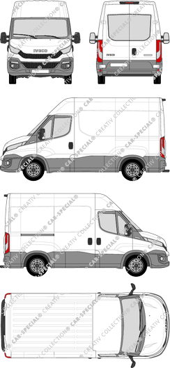 Iveco Daily, furgone, Dachhöhe 2, empattement 3000, vitre arrière, 1 Sliding Door (2014)
