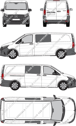 Mercedes-Benz Vito Mixto, Mixto, extra long, double cab, Rear Wing Doors, 1 Sliding Door (2024)