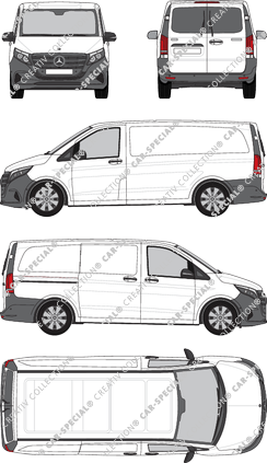 Mercedes-Benz Vito, van/transporter, long, rear window, Rear Wing Doors, 1 Sliding Door (2024)