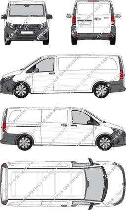 Mercedes-Benz Vito, van/transporter, extra long, Rear Wing Doors, 1 Sliding Door (2024)