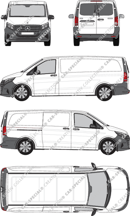 Mercedes-Benz Vito, van/transporter, extra long, rear window, Rear Wing Doors, 1 Sliding Door (2024)