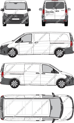 Mercedes-Benz Vito, van/transporter, extra long, rear window, Rear Wing Doors, 2 Sliding Doors (2024)