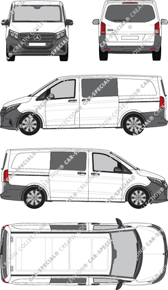 Mercedes-Benz Vito Mixto, Mixto, long, rear window, double cab, Rear Flap, 2 Sliding Doors (2024)