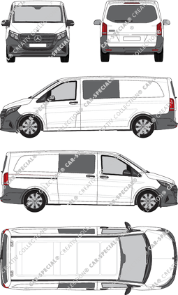 Mercedes-Benz Vito Mixto, Mixto, extra long, rear window, double cab, Rear Flap, 1 Sliding Door (2024)