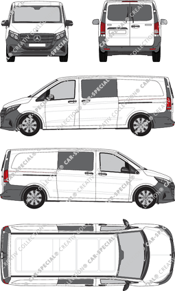 Mercedes-Benz Vito Mixto, Mixto, extra long, rear window, double cab, Rear Wing Doors, 2 Sliding Doors (2024)