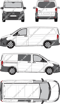 Mercedes-Benz Vito, van/transporter, long, teilverglast rechts, Rear Flap, 1 Sliding Door (2024)
