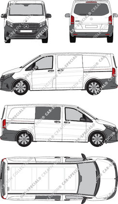 Mercedes-Benz Vito, van/transporter, long, teilverglast rechts, Rear Flap, 2 Sliding Doors (2024)