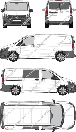 Mercedes-Benz Vito, van/transporter, long, teilverglast rechts, Heck vergl., Rear Wing Doors, 1 Sliding Door (2024)