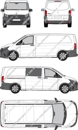 Mercedes-Benz Vito, Kastenwagen, extralang, teilverglast rechts, Rear Flap, 1 Sliding Door (2024)