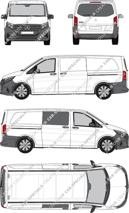 Mercedes-Benz Vito, van/transporter, extra long, teilverglast rechts, Rear Flap, 2 Sliding Doors (2024)
