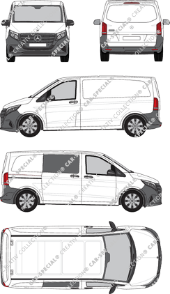 Mercedes-Benz Vito, Kastenwagen, kompakt, teilverglast rechts, Rear Flap, 1 Sliding Door (2024)