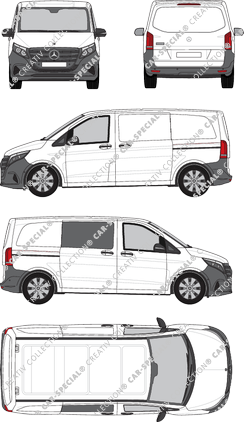 Mercedes-Benz Vito, Kastenwagen, kompakt, teilverglast rechts, Rear Flap, 2 Sliding Doors (2024)