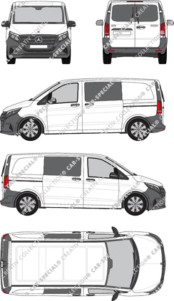 Mercedes-Benz Vito Mixto, Mixto, compact, rear window, double cab, Rear Wing Doors, 2 Sliding Doors (2024)