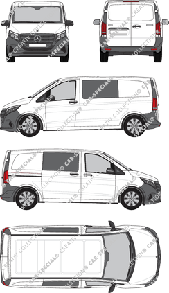 Mercedes-Benz Vito Mixto, Mixto, compact, double cab, Rear Wing Doors, 1 Sliding Door (2024)