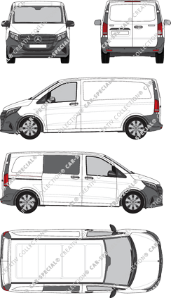 Mercedes-Benz Vito, Kastenwagen, kompakt, teilverglast rechts, Rear Wing Doors, 1 Sliding Door (2024)