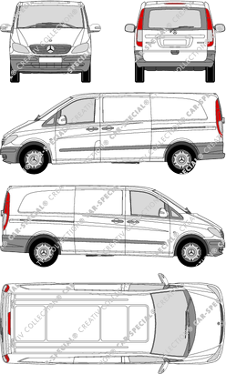 Mercedes-Benz Vito, van/transporter, extra long, rear window, Rear Flap, 2 Sliding Doors (2003)