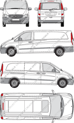 Mercedes-Benz Vito, van/transporter, extra long, rear window, Rear Flap, 1 Sliding Door (2010)