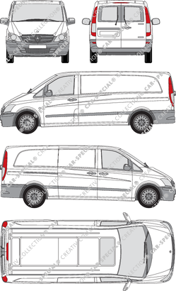 Mercedes-Benz Vito, van/transporter, extra long, rear window, Rear Wing Doors, 1 Sliding Door (2010)