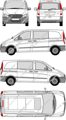 Mercedes-Benz Vito Mixto, Mixto, compact, rear window, double cab, Rear Flap, 2 Sliding Doors (2010)