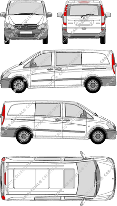 Mercedes-Benz Vito Mixto, Mixto, long, rear window, double cab, Rear Flap, 2 Sliding Doors (2010)