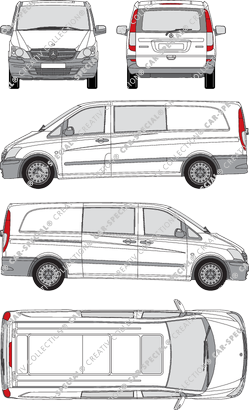 Mercedes-Benz Vito Mixto, Mixto, extra long, rear window, double cab, Rear Flap, 1 Sliding Door (2010)