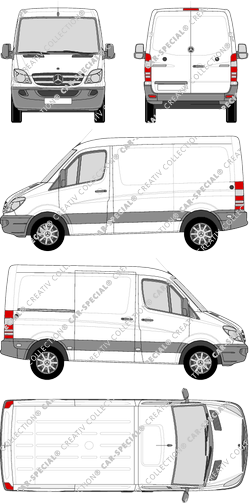 Mercedes-Benz Sprinter, van/transporter, compact, Rear Wing Doors, 1 Sliding Door (2009)